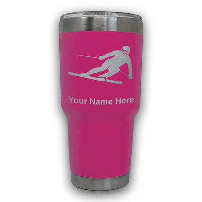 LaserGram 30oz Tumbler Mug, Skier Downhill, Personalized Engraving Included