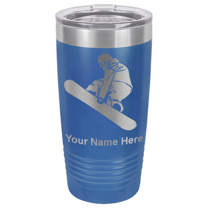 20oz Vacuum Insulated Tumbler Mug, Snowboarder Man, Personalized Engraving Included