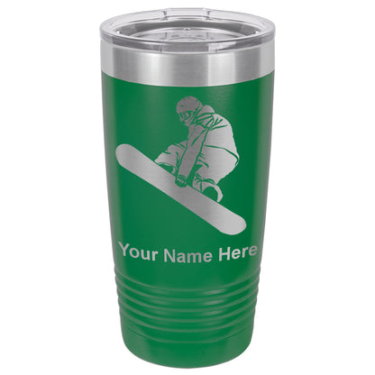 20oz Vacuum Insulated Tumbler Mug, Snowboarder Man, Personalized Engraving Included