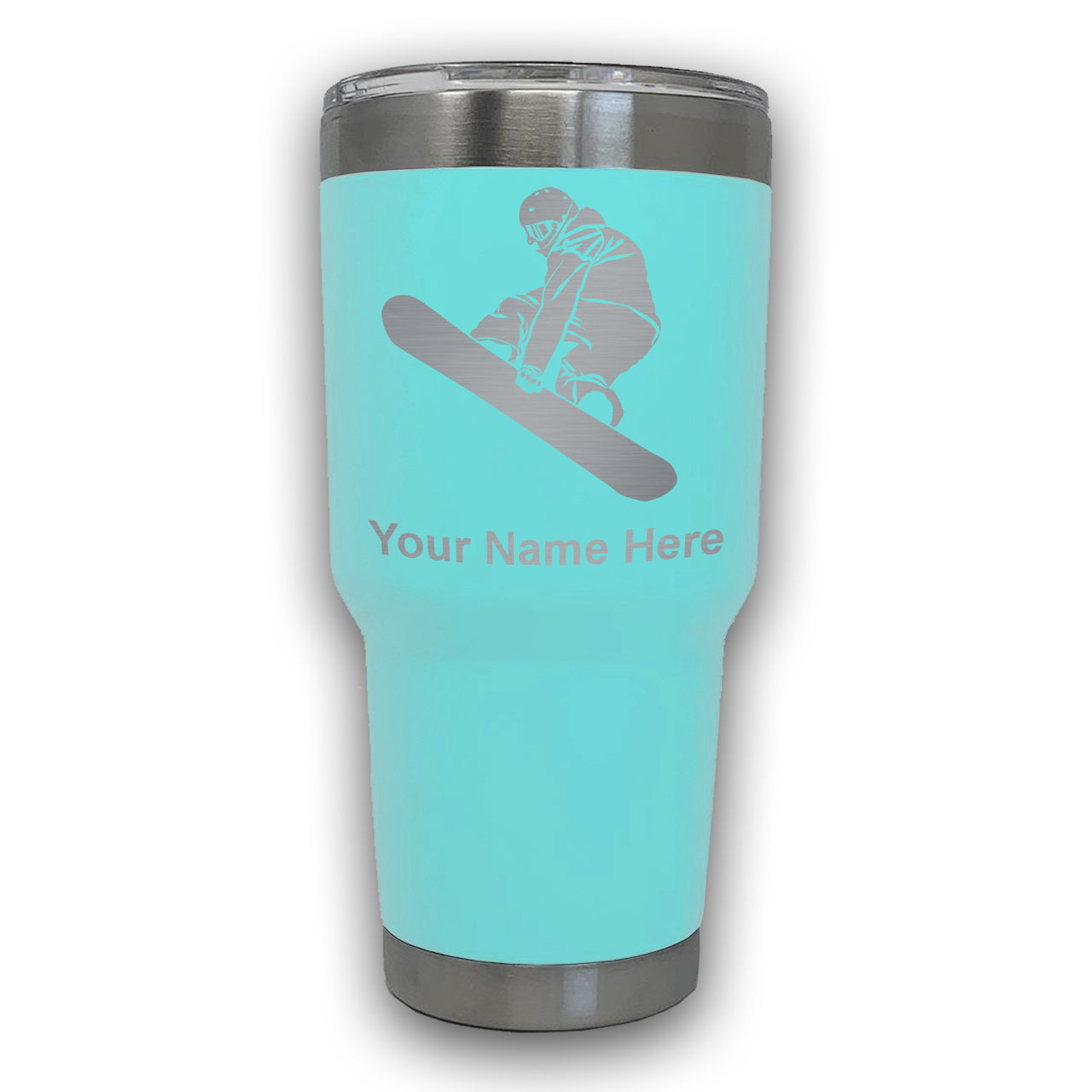 LaserGram 30oz Tumbler Mug, Snowboarder Man, Personalized Engraving Included