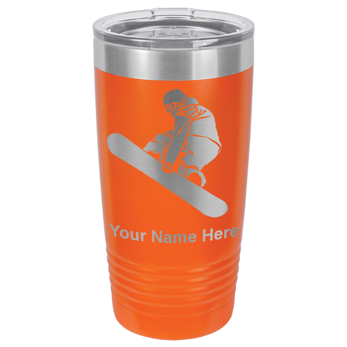 20oz Vacuum Insulated Tumbler Mug, Snowboarder Man, Personalized Engraving Included