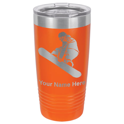 20oz Vacuum Insulated Tumbler Mug, Snowboarder Man, Personalized Engraving Included