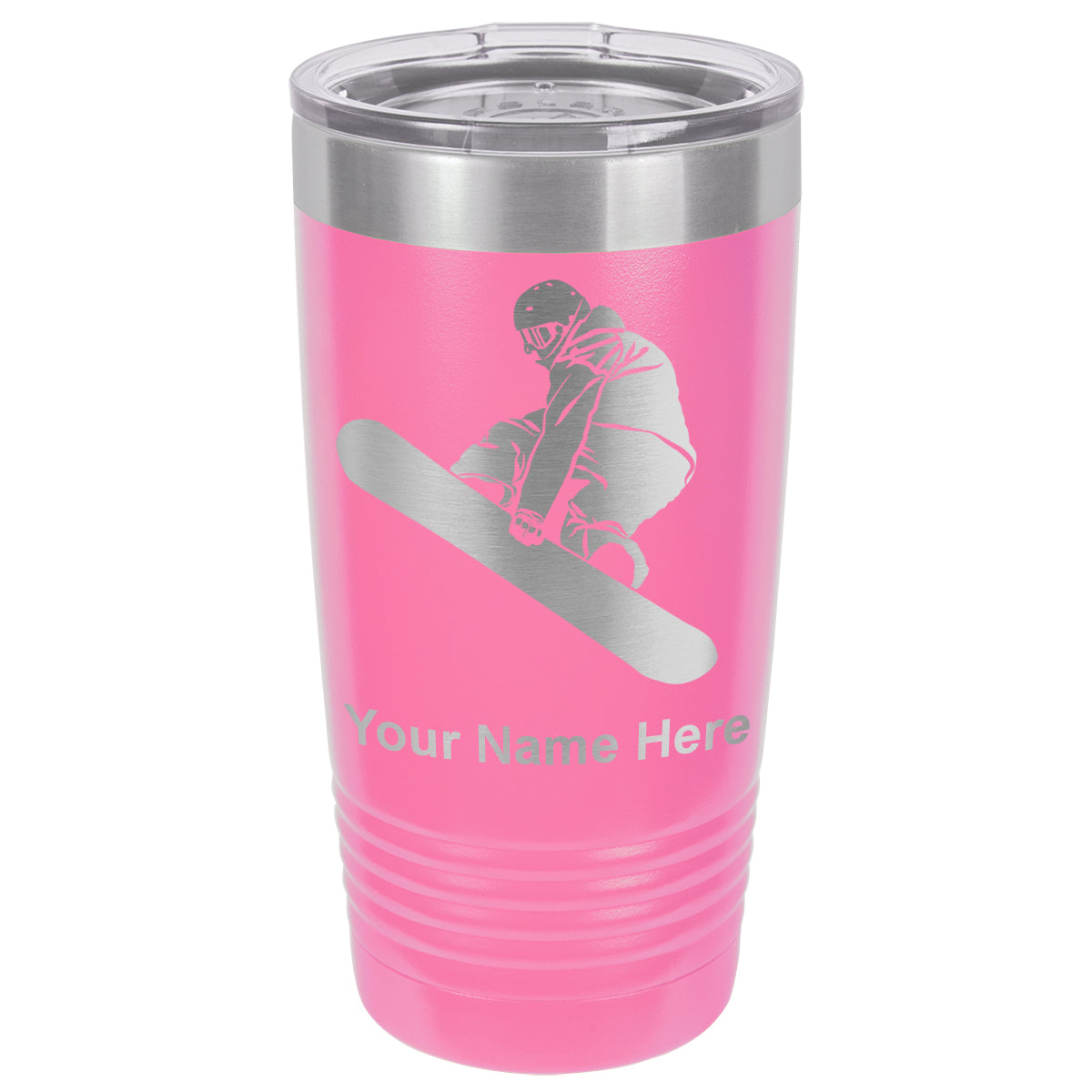 20oz Vacuum Insulated Tumbler Mug, Snowboarder Man, Personalized Engraving Included