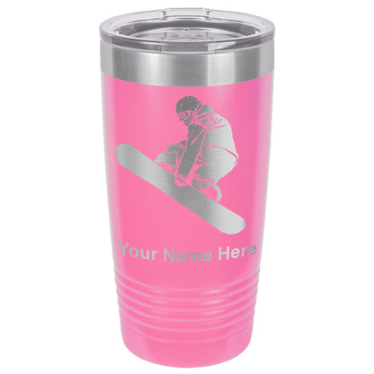 20oz Vacuum Insulated Tumbler Mug, Snowboarder Man, Personalized Engraving Included