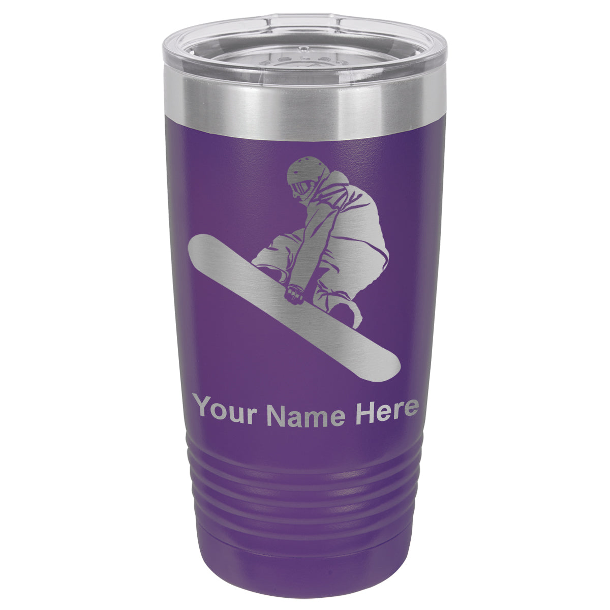 20oz Vacuum Insulated Tumbler Mug, Snowboarder Man, Personalized Engraving Included