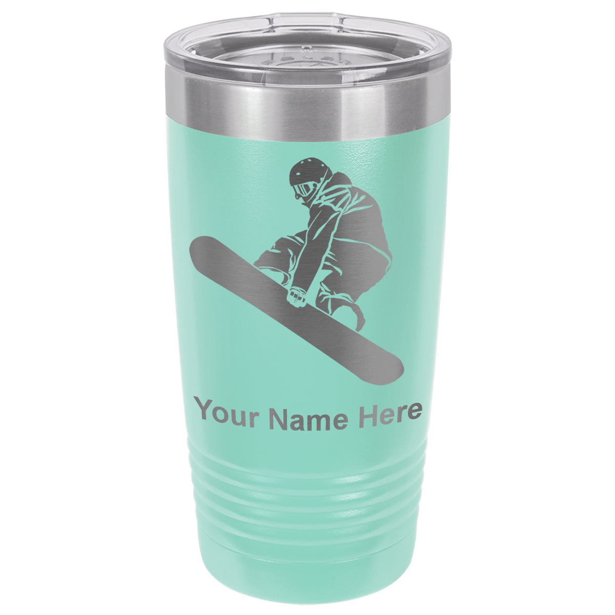 20oz Vacuum Insulated Tumbler Mug, Snowboarder Man, Personalized Engraving Included