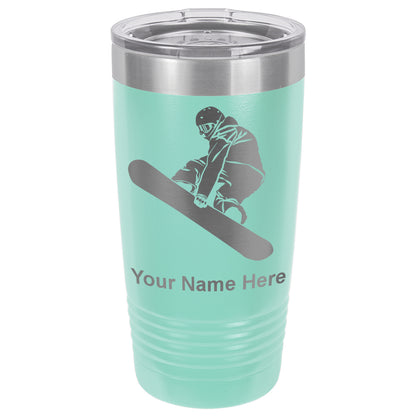 20oz Vacuum Insulated Tumbler Mug, Snowboarder Man, Personalized Engraving Included