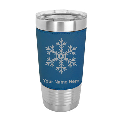 20oz Faux Leather Tumbler Mug, Snowflake, Personalized Engraving Included - LaserGram Custom Engraved Gifts