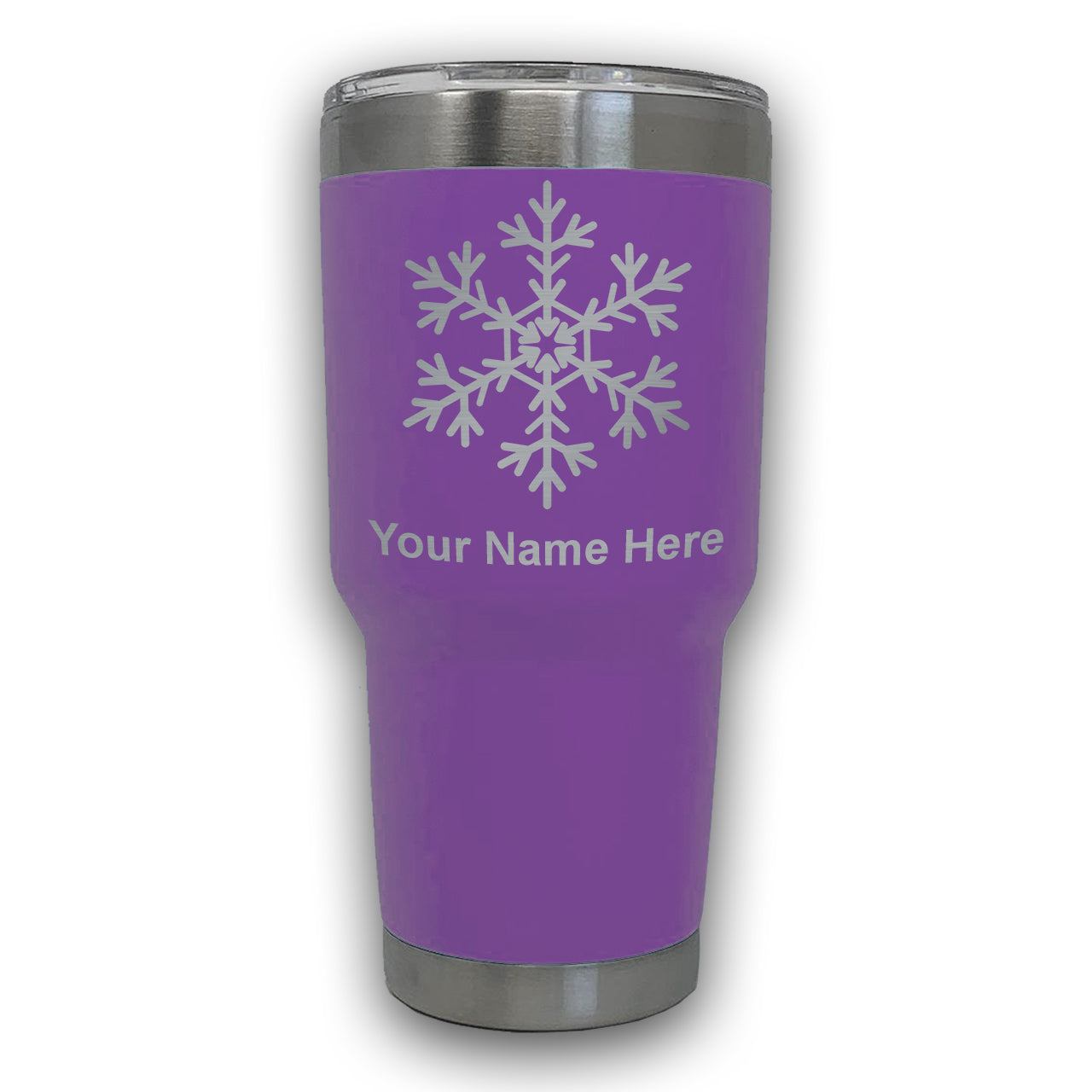 LaserGram 30oz Tumbler Mug, Snowflake, Personalized Engraving Included