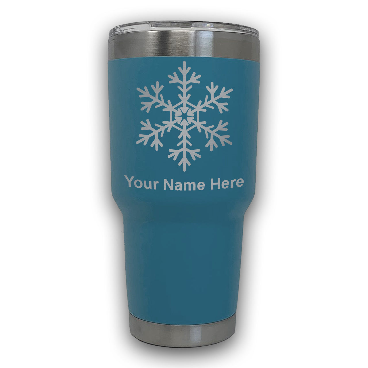 LaserGram 30oz Tumbler Mug, Snowflake, Personalized Engraving Included
