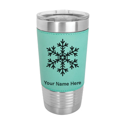 20oz Faux Leather Tumbler Mug, Snowflake, Personalized Engraving Included - LaserGram Custom Engraved Gifts