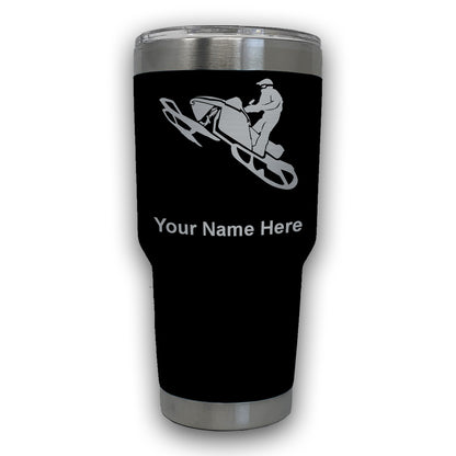LaserGram 30oz Tumbler Mug, Snowmobile, Personalized Engraving Included