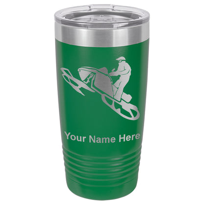 20oz Vacuum Insulated Tumbler Mug, Snowmobile, Personalized Engraving Included