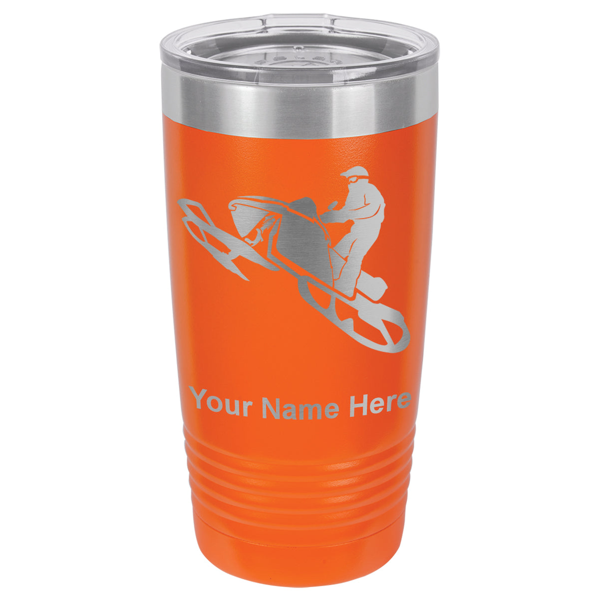 20oz Vacuum Insulated Tumbler Mug, Snowmobile, Personalized Engraving Included
