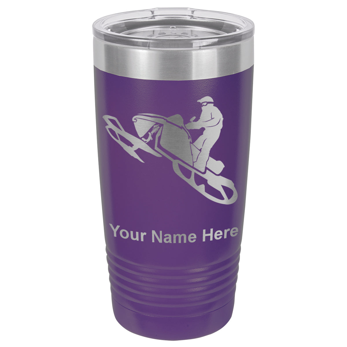 20oz Vacuum Insulated Tumbler Mug, Snowmobile, Personalized Engraving Included