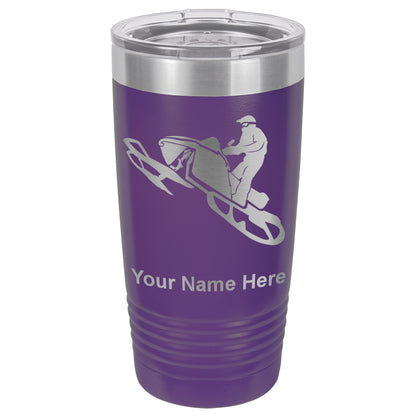 20oz Vacuum Insulated Tumbler Mug, Snowmobile, Personalized Engraving Included