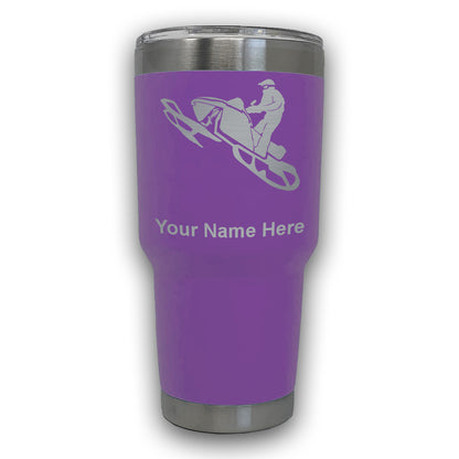 LaserGram 30oz Tumbler Mug, Snowmobile, Personalized Engraving Included