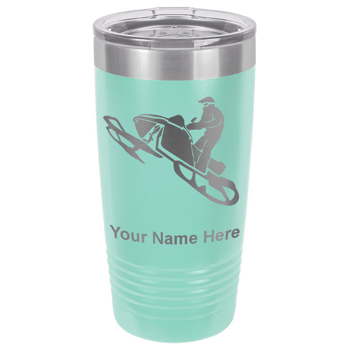 20oz Vacuum Insulated Tumbler Mug, Snowmobile, Personalized Engraving Included