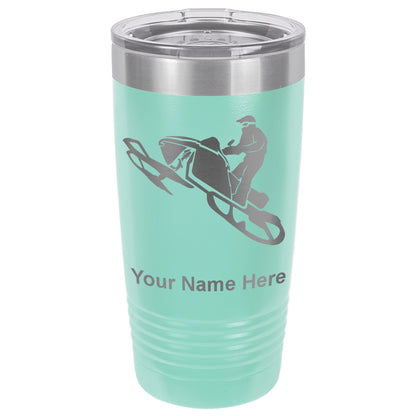 20oz Vacuum Insulated Tumbler Mug, Snowmobile, Personalized Engraving Included