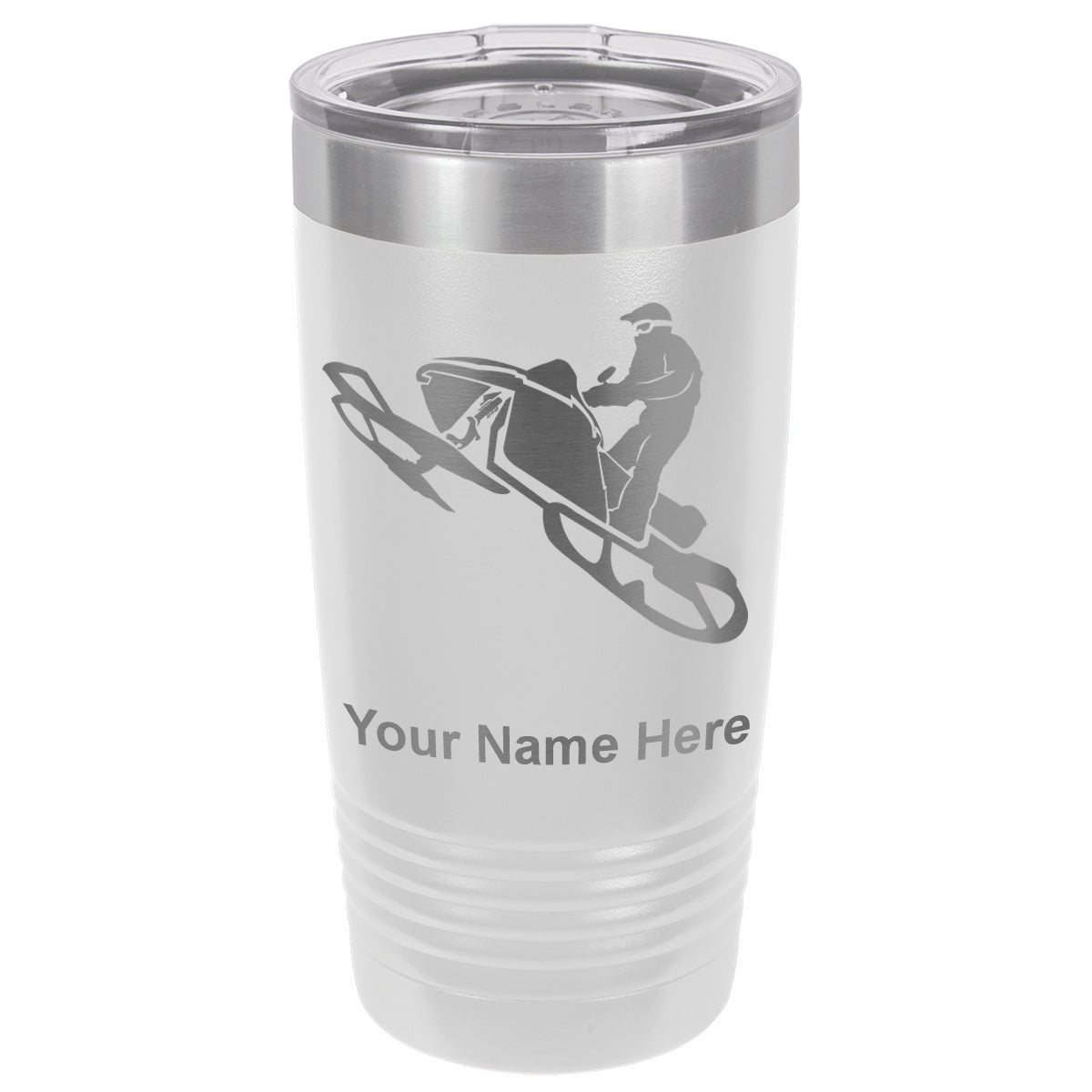 20oz Vacuum Insulated Tumbler Mug, Snowmobile, Personalized Engraving Included