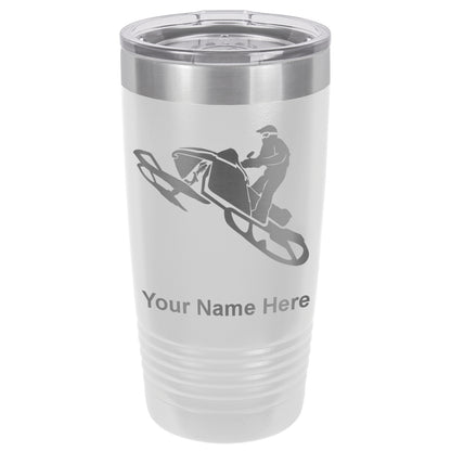 20oz Vacuum Insulated Tumbler Mug, Snowmobile, Personalized Engraving Included