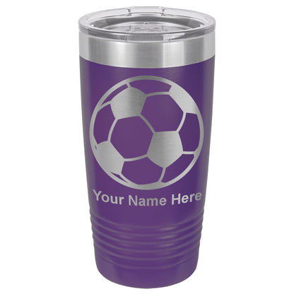 20oz Vacuum Insulated Tumbler Mug, Soccer Ball, Personalized Engraving Included