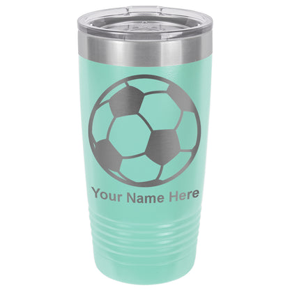 20oz Vacuum Insulated Tumbler Mug, Soccer Ball, Personalized Engraving Included