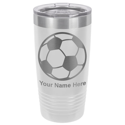 20oz Vacuum Insulated Tumbler Mug, Soccer Ball, Personalized Engraving Included
