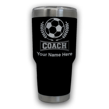 LaserGram 30oz Tumbler Mug, Soccer Coach, Personalized Engraving Included