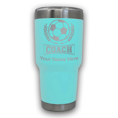 LaserGram 30oz Tumbler Mug, Soccer Coach, Personalized Engraving Included