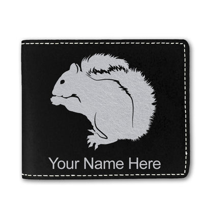 Faux Leather Bi-Fold Wallet, Squirrel, Personalized Engraving Included