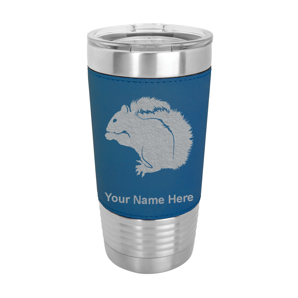20oz Faux Leather Tumbler Mug, Squirrel, Personalized Engraving Included