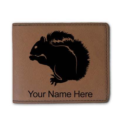 Faux Leather Bi-Fold Wallet, Squirrel, Personalized Engraving Included