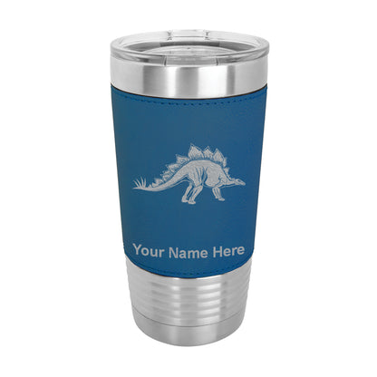 20oz Faux Leather Tumbler Mug, Stegosaurus Dinosaur, Personalized Engraving Included