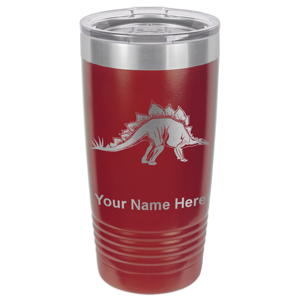 20oz Vacuum Insulated Tumbler Mug, Stegosaurus Dinosaur, Personalized Engraving Included