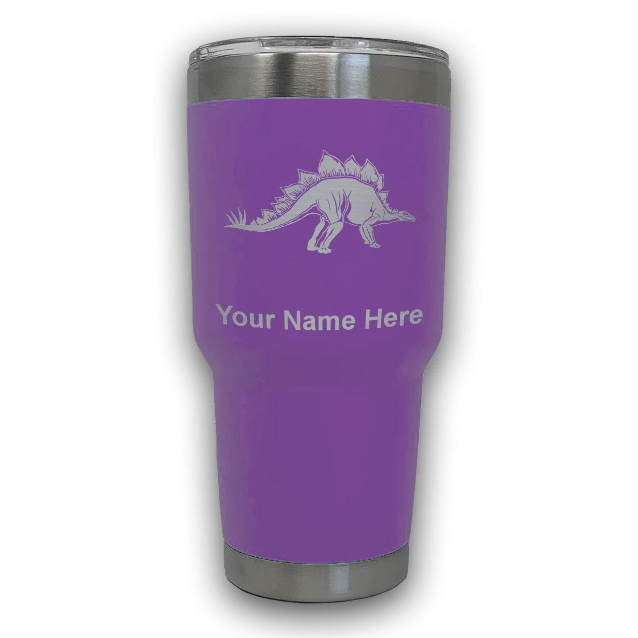 LaserGram 30oz Tumbler Mug, Stegosaurus Dinosaur, Personalized Engraving Included