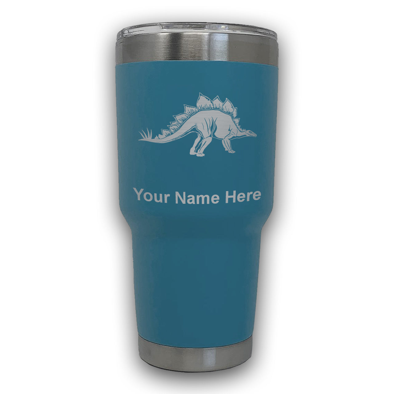 LaserGram 30oz Tumbler Mug, Stegosaurus Dinosaur, Personalized Engraving Included