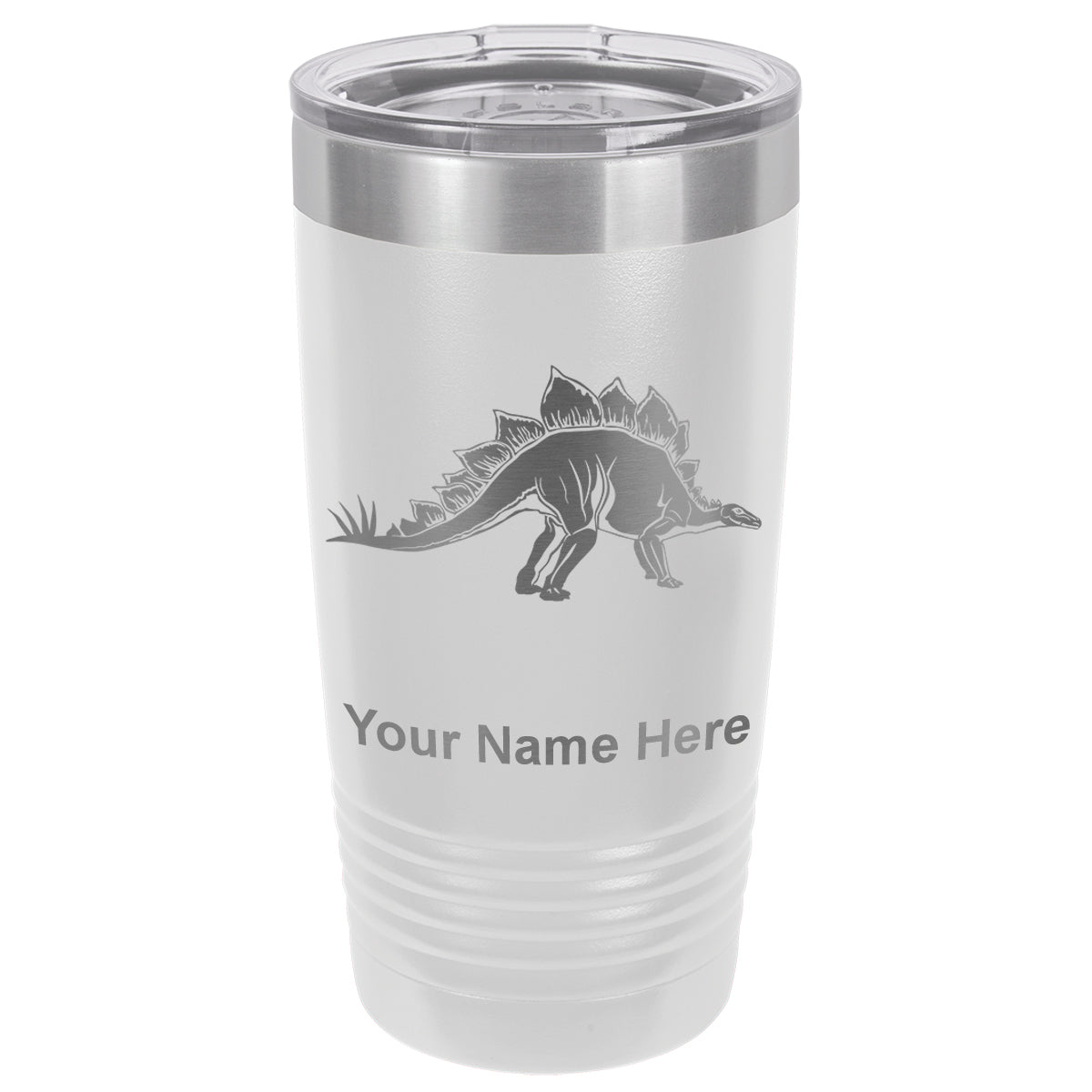 20oz Vacuum Insulated Tumbler Mug, Stegosaurus Dinosaur, Personalized Engraving Included