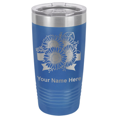20oz Vacuum Insulated Tumbler Mug, Sunflowers, Personalized Engraving Included