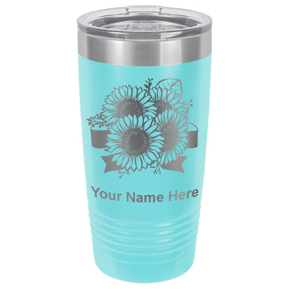 20oz Vacuum Insulated Tumbler Mug, Sunflowers, Personalized Engraving Included