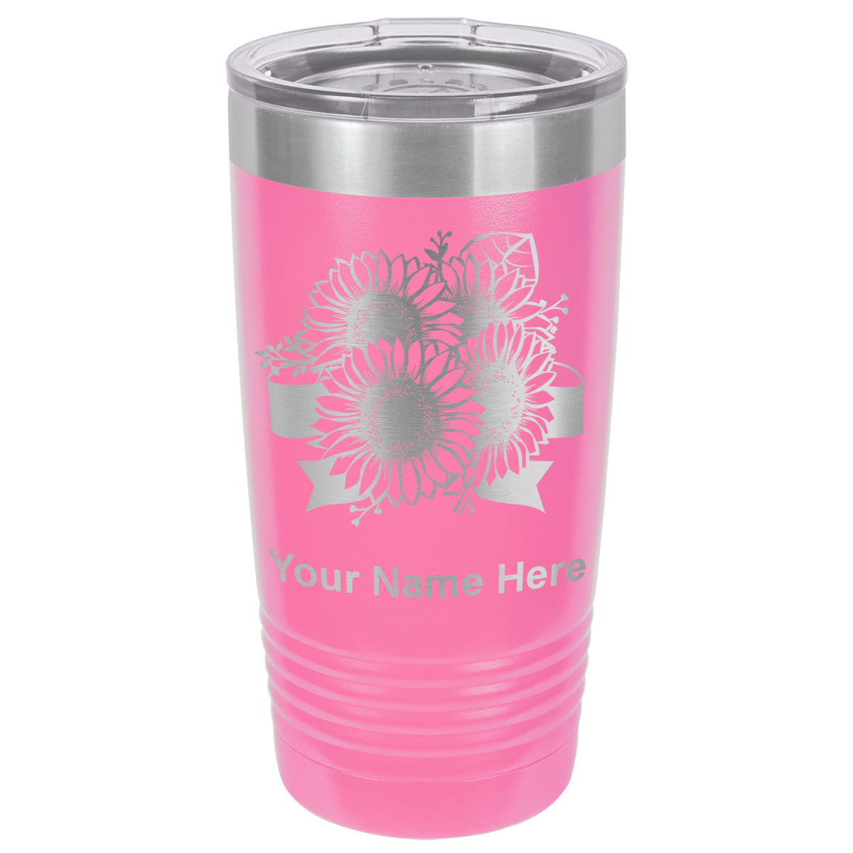 20oz Vacuum Insulated Tumbler Mug, Sunflowers, Personalized Engraving Included