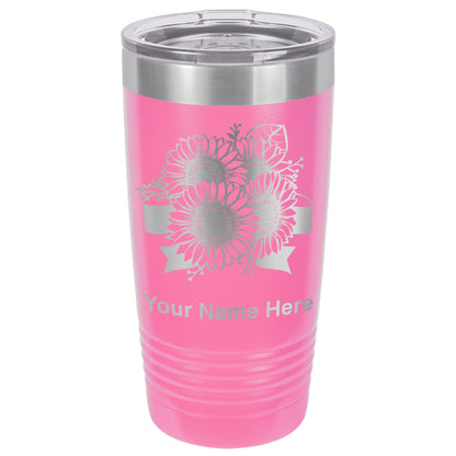 20oz Vacuum Insulated Tumbler Mug, Sunflowers, Personalized Engraving Included