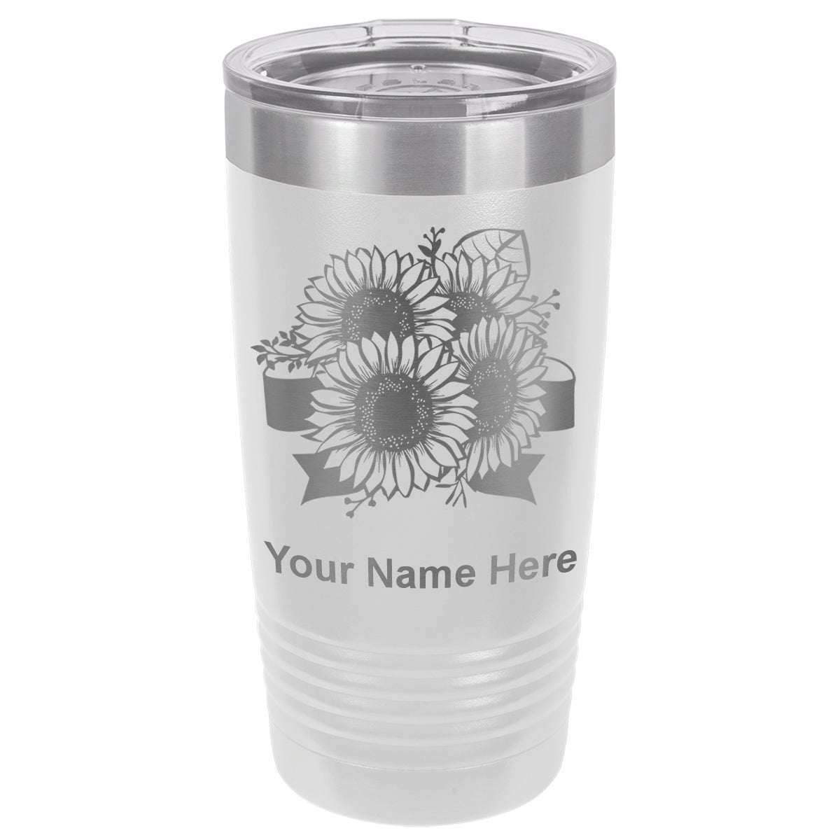 20oz Vacuum Insulated Tumbler Mug, Sunflowers, Personalized Engraving Included