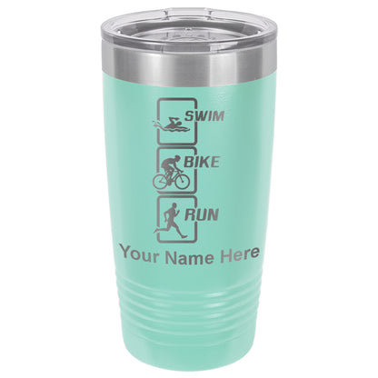 20oz Vacuum Insulated Tumbler Mug, Swim Bike Run Vertical, Personalized Engraving Included