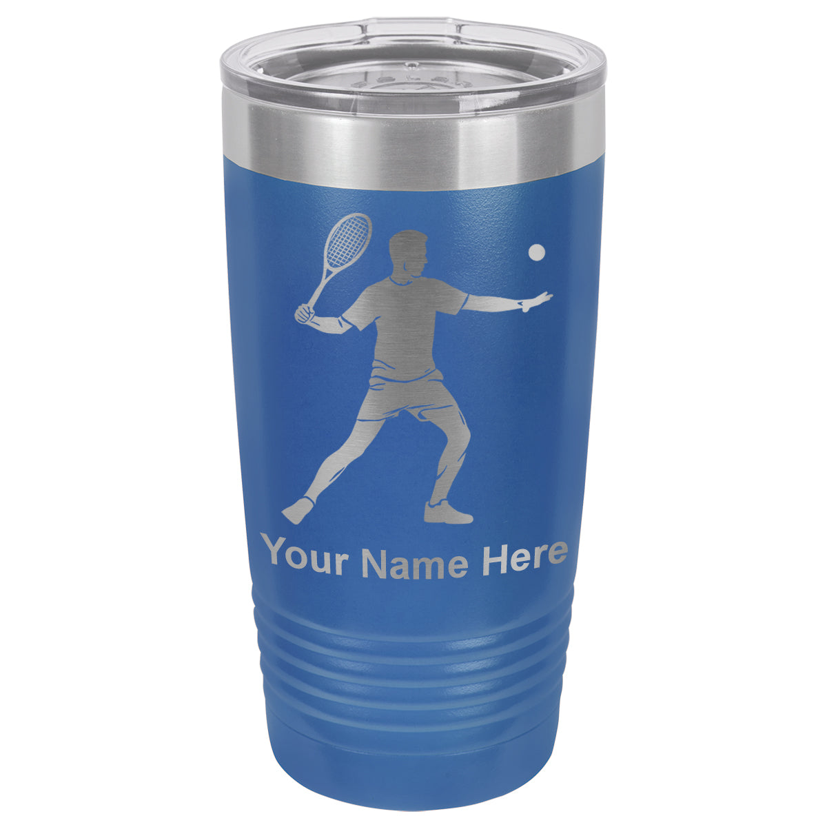 20oz Vacuum Insulated Tumbler Mug, Tennis Player Man, Personalized Engraving Included