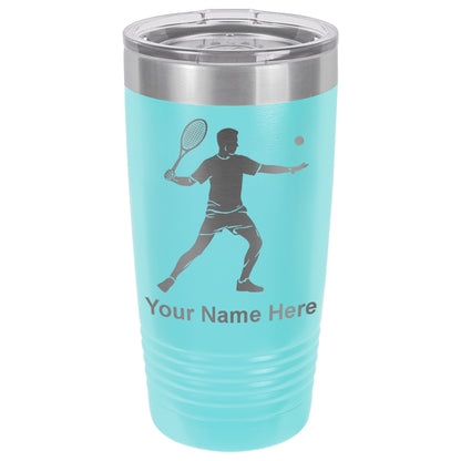 20oz Vacuum Insulated Tumbler Mug, Tennis Player Man, Personalized Engraving Included
