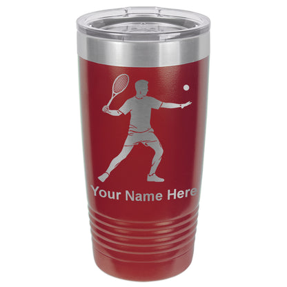 20oz Vacuum Insulated Tumbler Mug, Tennis Player Man, Personalized Engraving Included