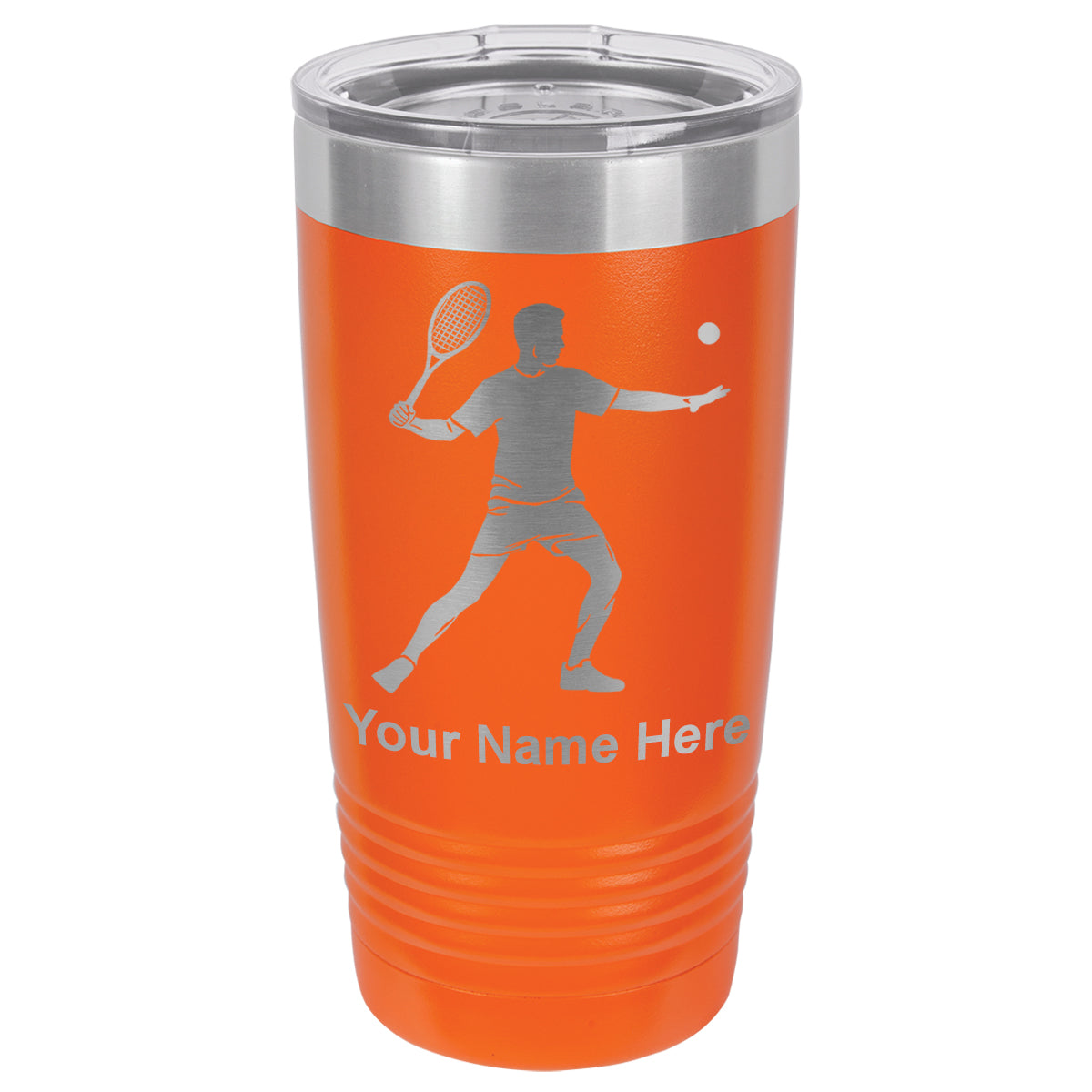 20oz Vacuum Insulated Tumbler Mug, Tennis Player Man, Personalized Engraving Included