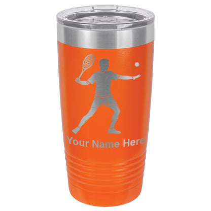 20oz Vacuum Insulated Tumbler Mug, Tennis Player Man, Personalized Engraving Included