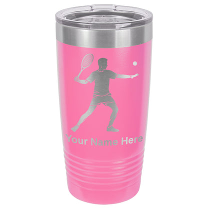 20oz Vacuum Insulated Tumbler Mug, Tennis Player Man, Personalized Engraving Included